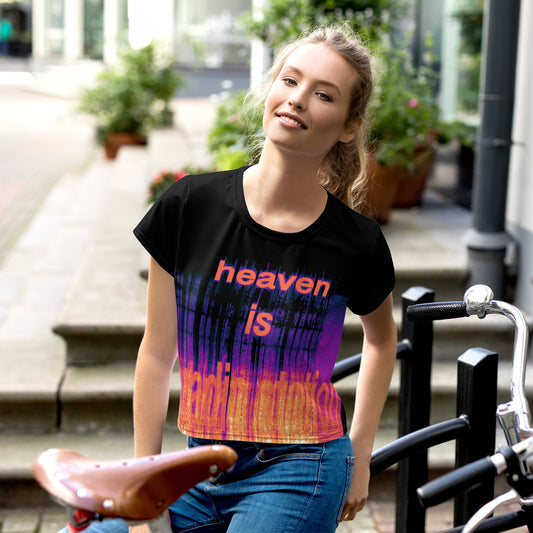 "heaven is a radio station" cropped tee