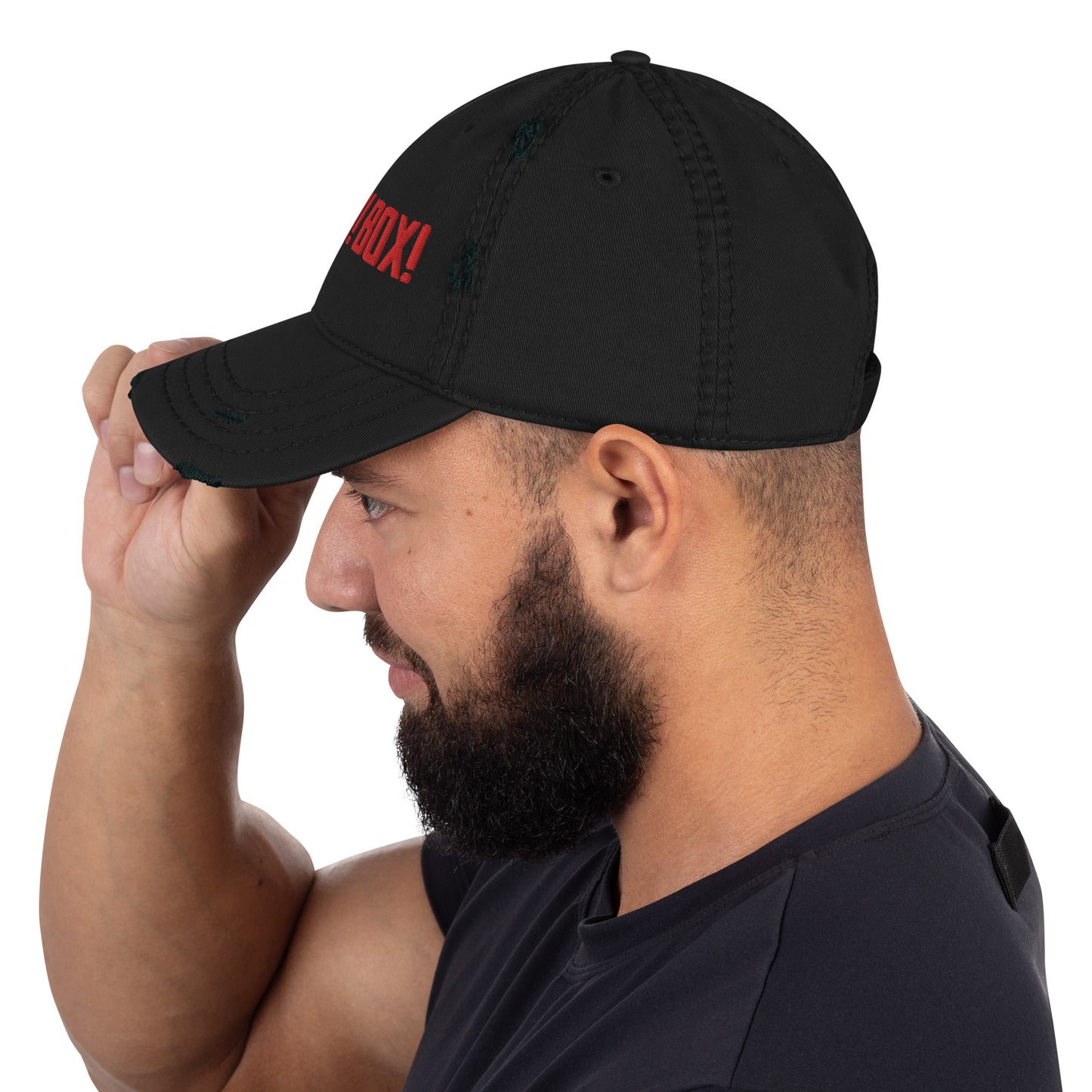 BIG! RED! BOX! distressed dad hat